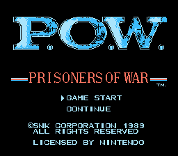 POW Prisoners of War title screen for NES